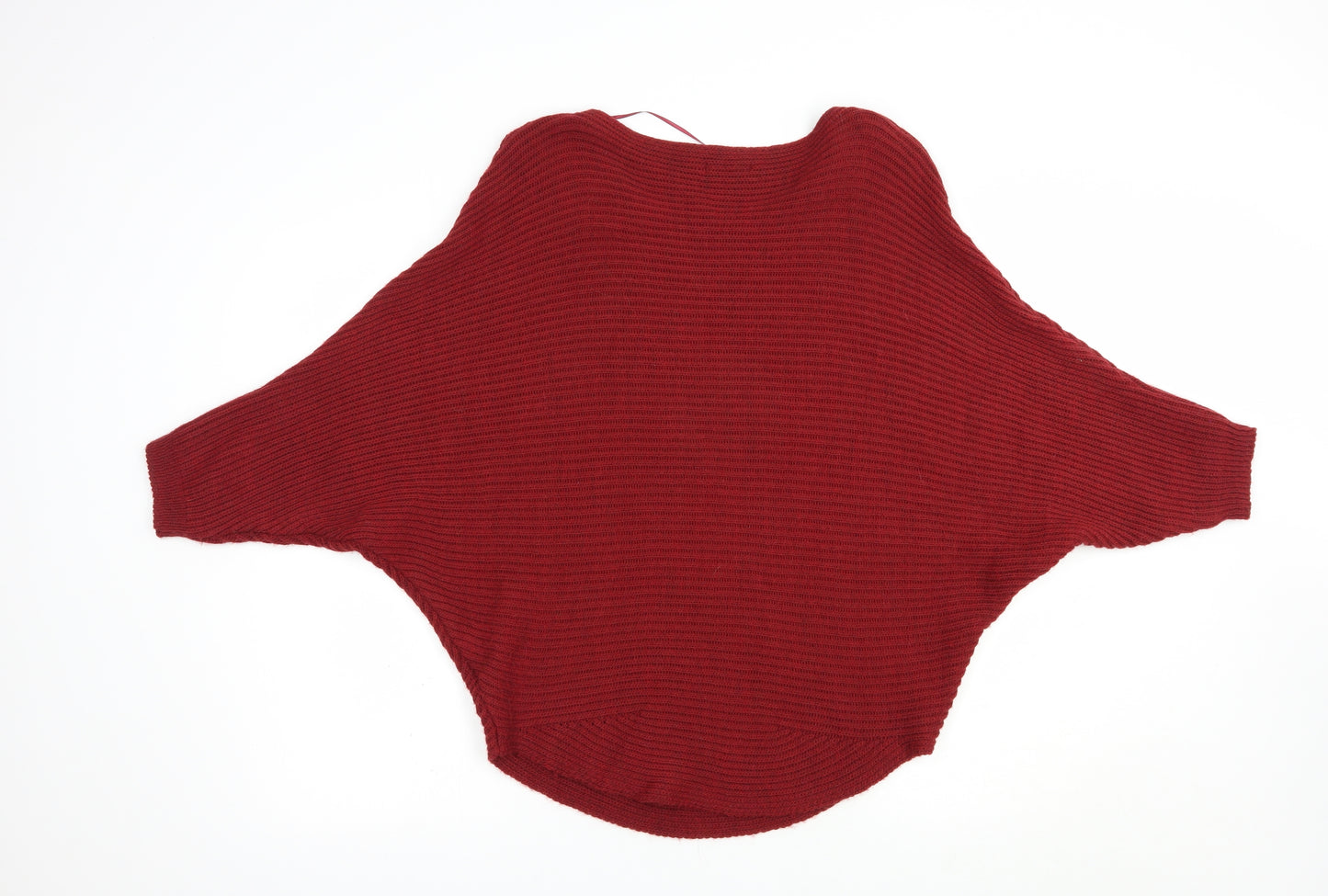 LEONARDO Womens Red Boat Neck  Acrylic Pullover Jumper Size M