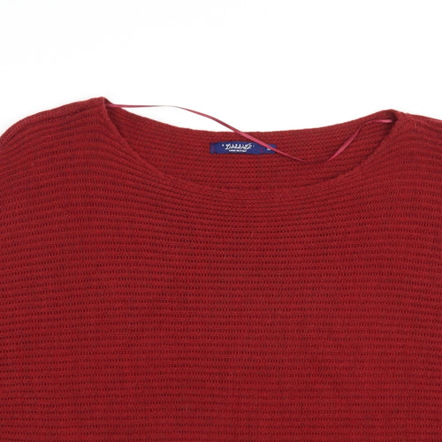 LEONARDO Womens Red Boat Neck  Acrylic Pullover Jumper Size M