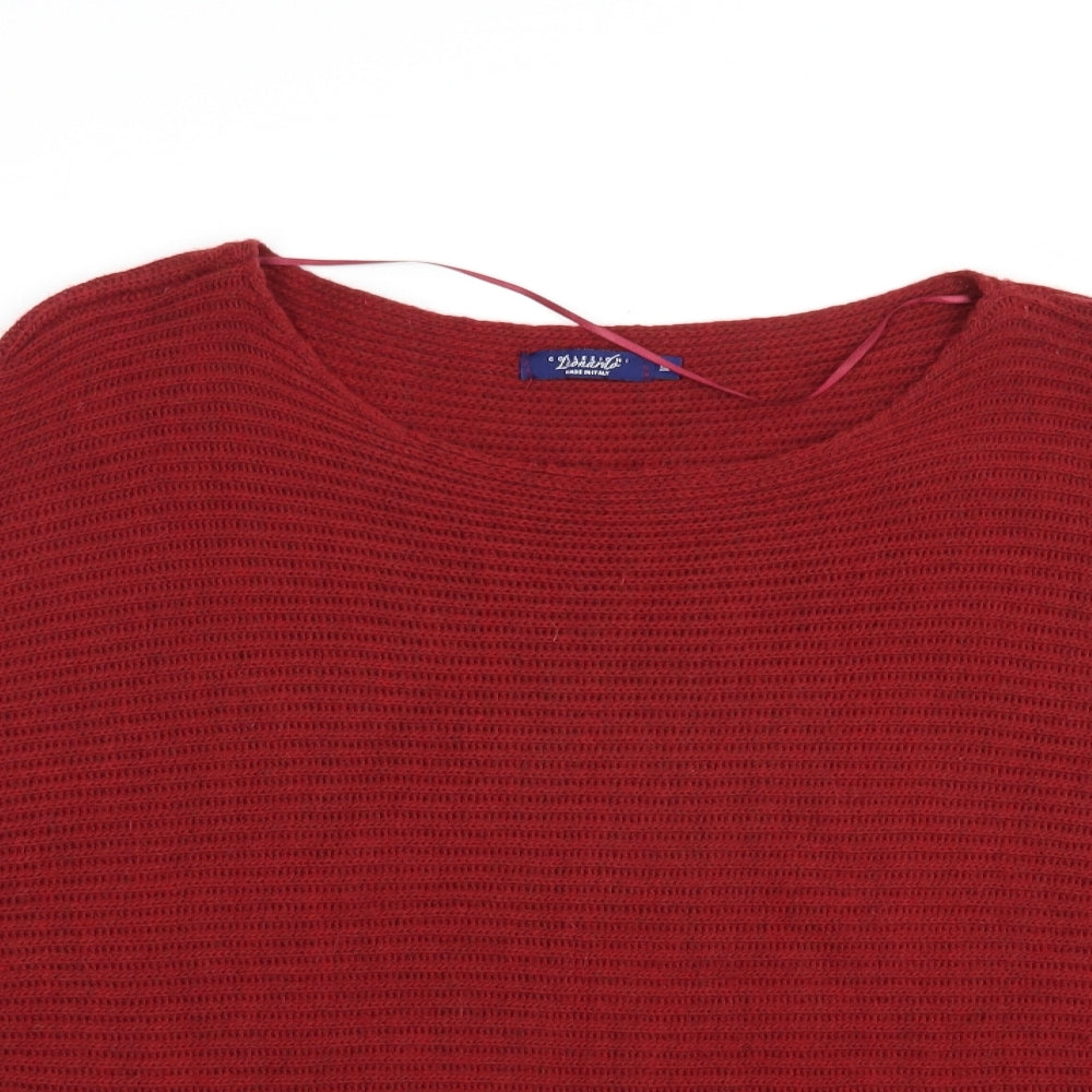LEONARDO Womens Red Boat Neck  Acrylic Pullover Jumper Size M
