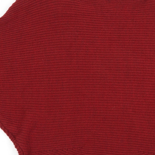 LEONARDO Womens Red Boat Neck  Acrylic Pullover Jumper Size M