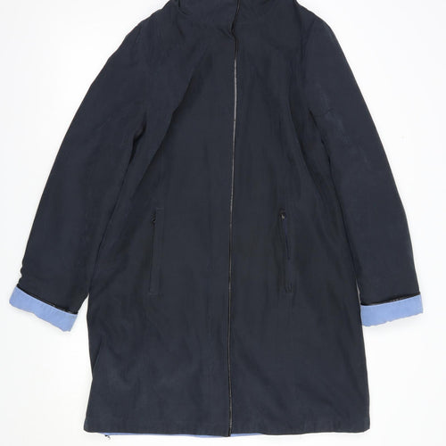 David Barry Womens Blue   Rain Coat Coat Size 12  Snap