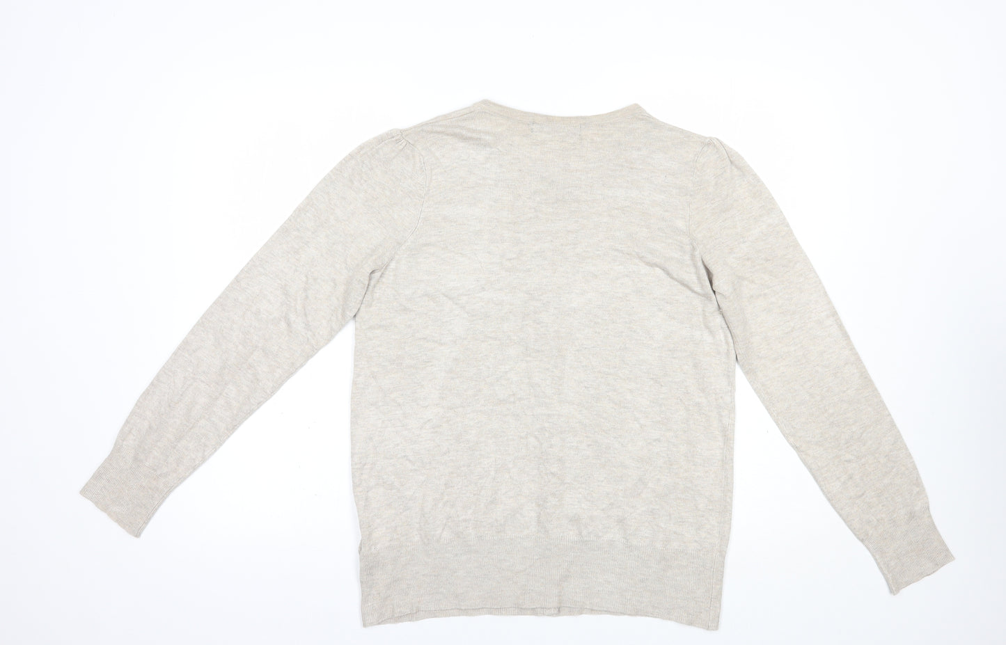 Marks and Spencer Womens Beige Crew Neck  Viscose Cardigan Jumper Size 16