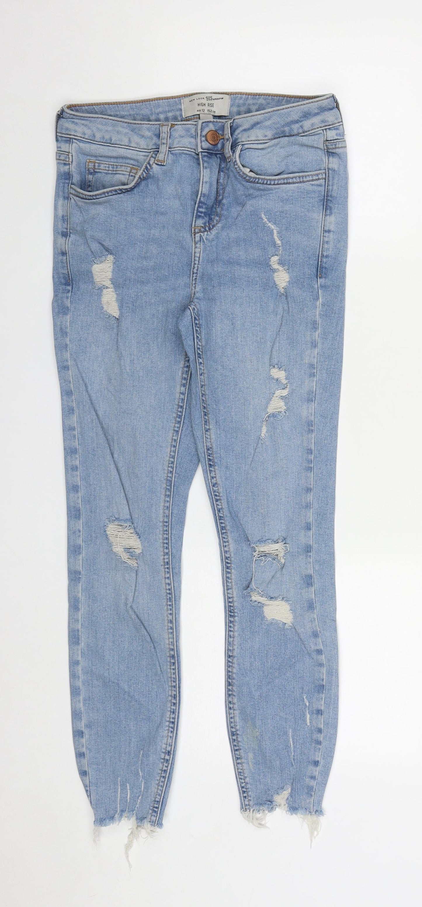 New Look Girls Blue  Cotton Straight Jeans Size 12 Years  Regular