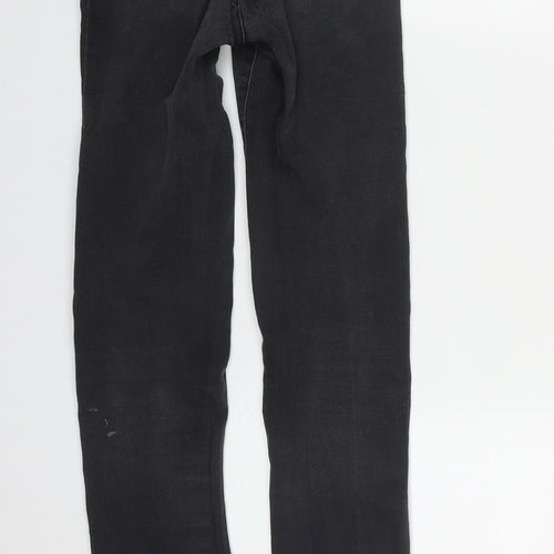 Denim & Co. Womens Black  Cotton Straight Jeans Size 6 L31 in Regular Zip