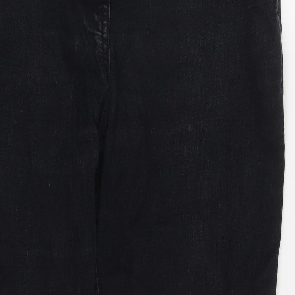 M&Co Womens Black  Cotton Straight Jeans Size 16 L29 in Regular Zip