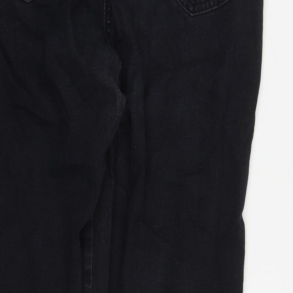 M&Co Womens Black  Cotton Straight Jeans Size 16 L29 in Regular Zip