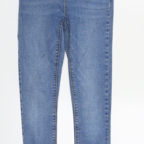 Denim & Co. Womens Blue  Cotton Straight Jeans Size 8 L27 in Regular Zip