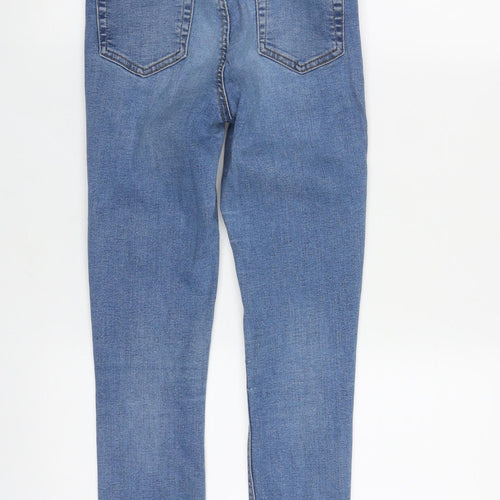 Denim & Co. Womens Blue  Cotton Straight Jeans Size 8 L27 in Regular Zip