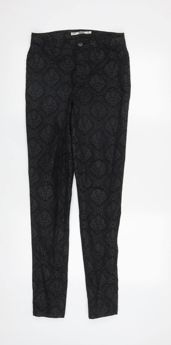 Dorothy Perkins Womens Beige Geometric Cotton Straight Jeans Size 8 L31 in Regular Zip