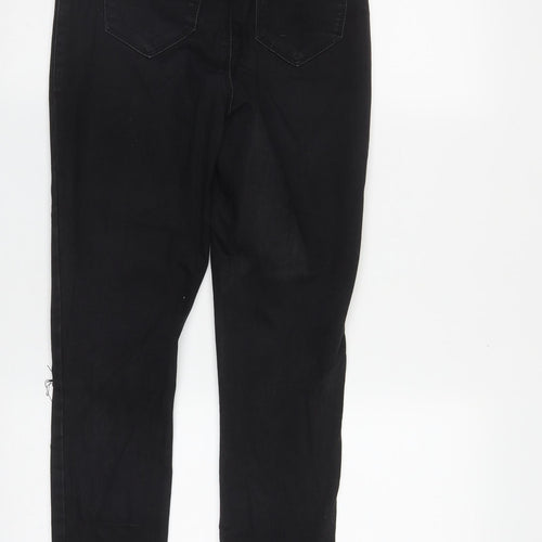 Missguided Womens Black  Cotton Straight Jeans Size 10 L27 in Regular Zip