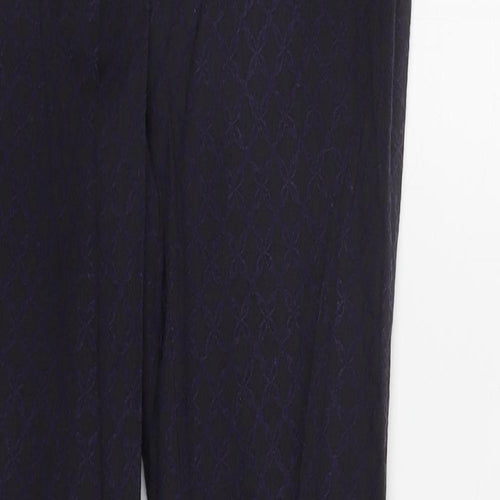 H&M Womens Black Geometric Cotton Trousers  Size 8 L32 in Regular Zip