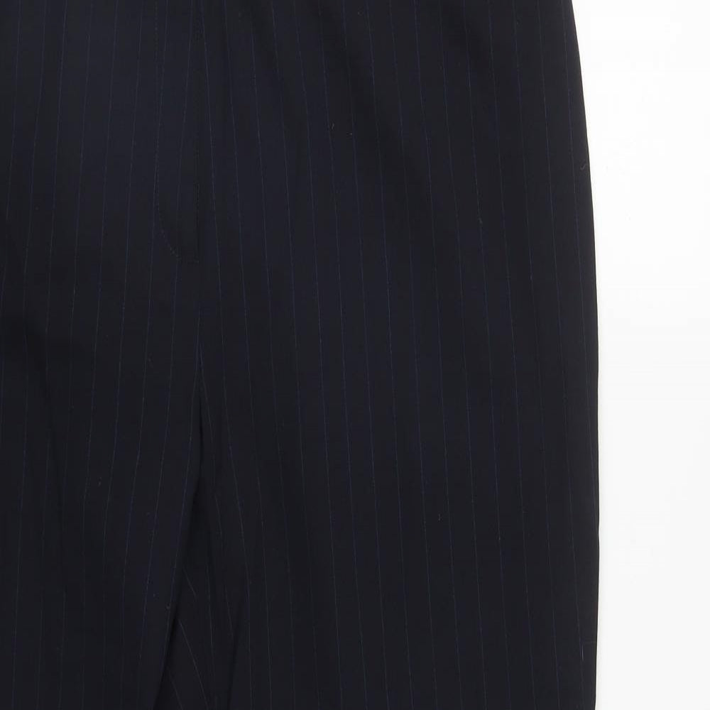 Preworn Womens Blue Striped Polyester Trousers  Size 18 L30 in Regular Zip