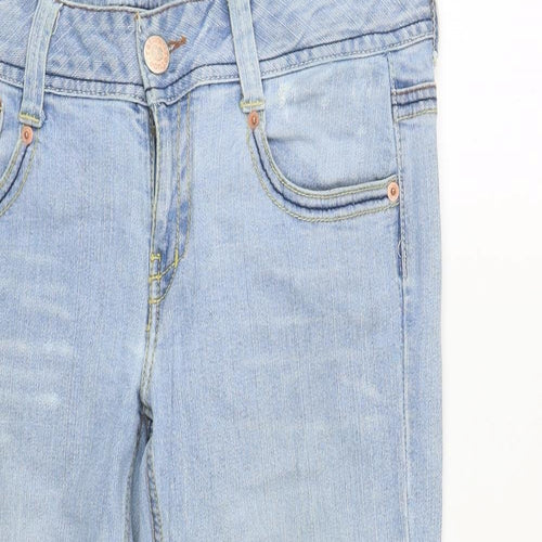 Refuse Womens Blue  Cotton Cropped Jeans Size 32 in L23 in Regular Zip
