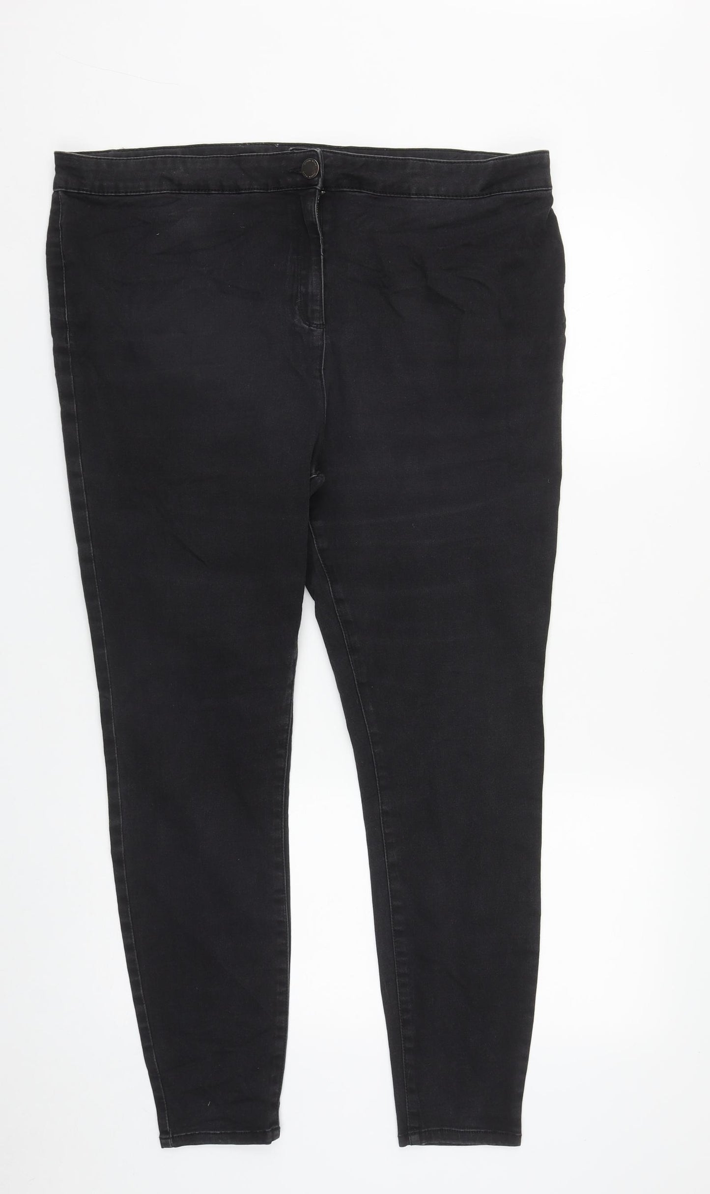 Matalan Womens Black  Cotton Straight Jeans Size 20 L29 in Regular Zip