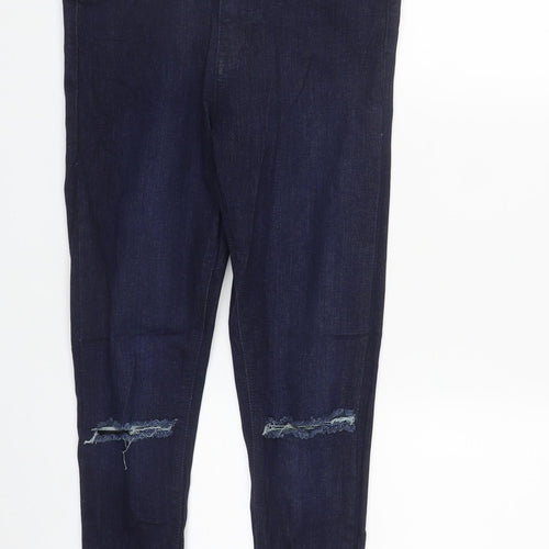 Lasula Womens Blue  Cotton Straight Jeans Size 8 L27 in Regular Zip