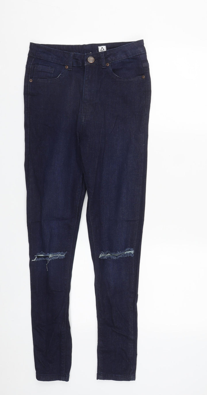Lasula Womens Blue Cotton Straight Jeans Size 8 L27 in Regular Zip