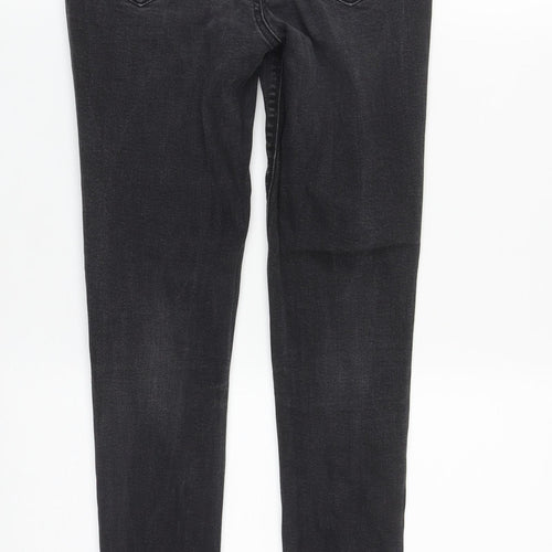 Denim & Co. Womens Black  Cotton Straight Jeans Size 8 L30 in Regular Zip
