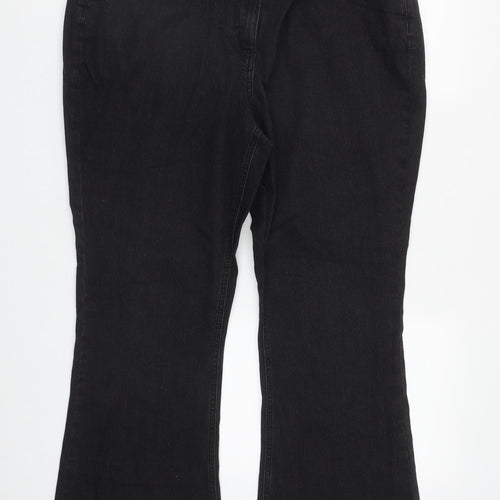 M&Co Womens Black  Cotton Bootcut Jeans Size 20 L29 in Regular Zip