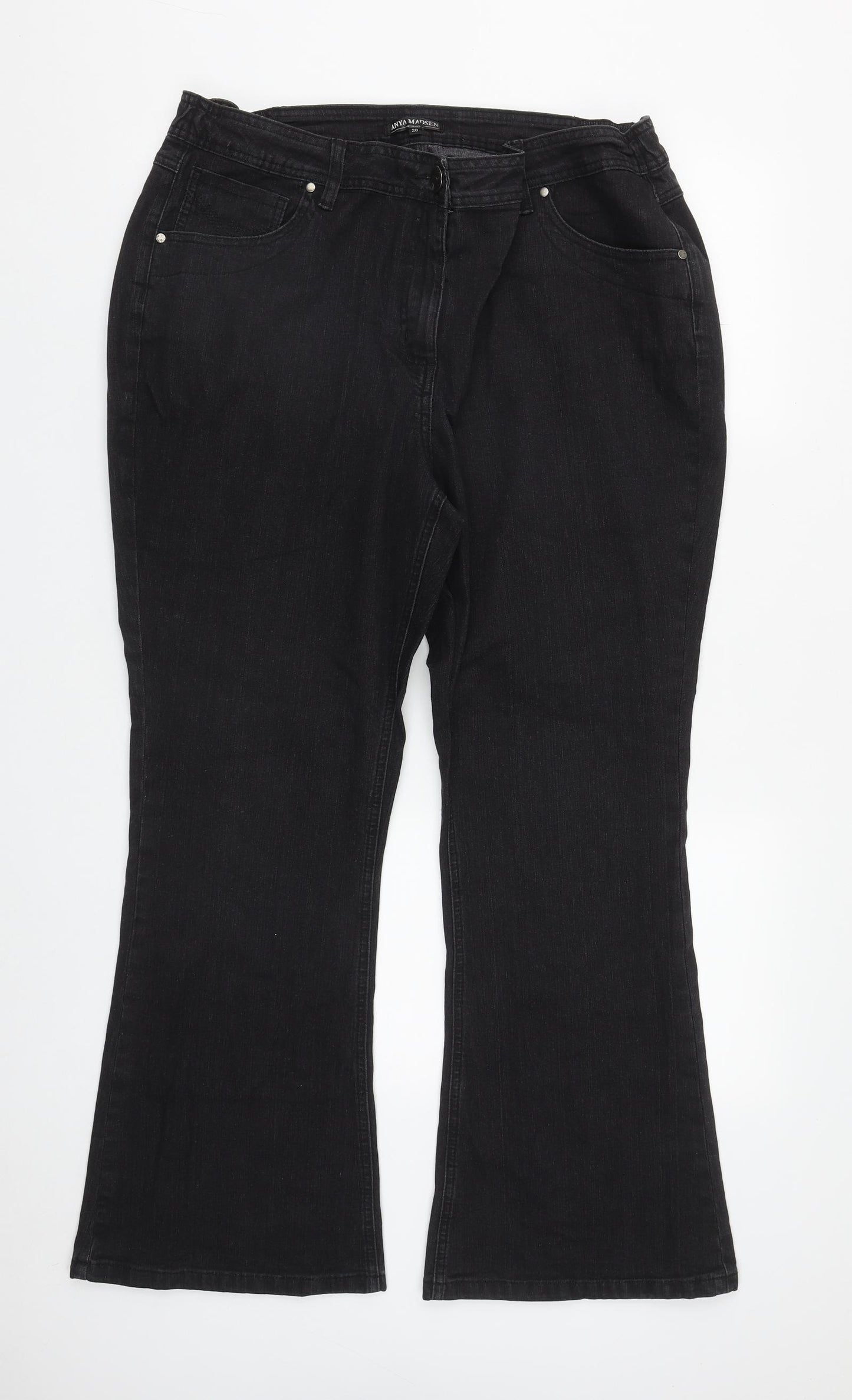 M&Co Womens Black  Cotton Bootcut Jeans Size 20 L29 in Regular Zip