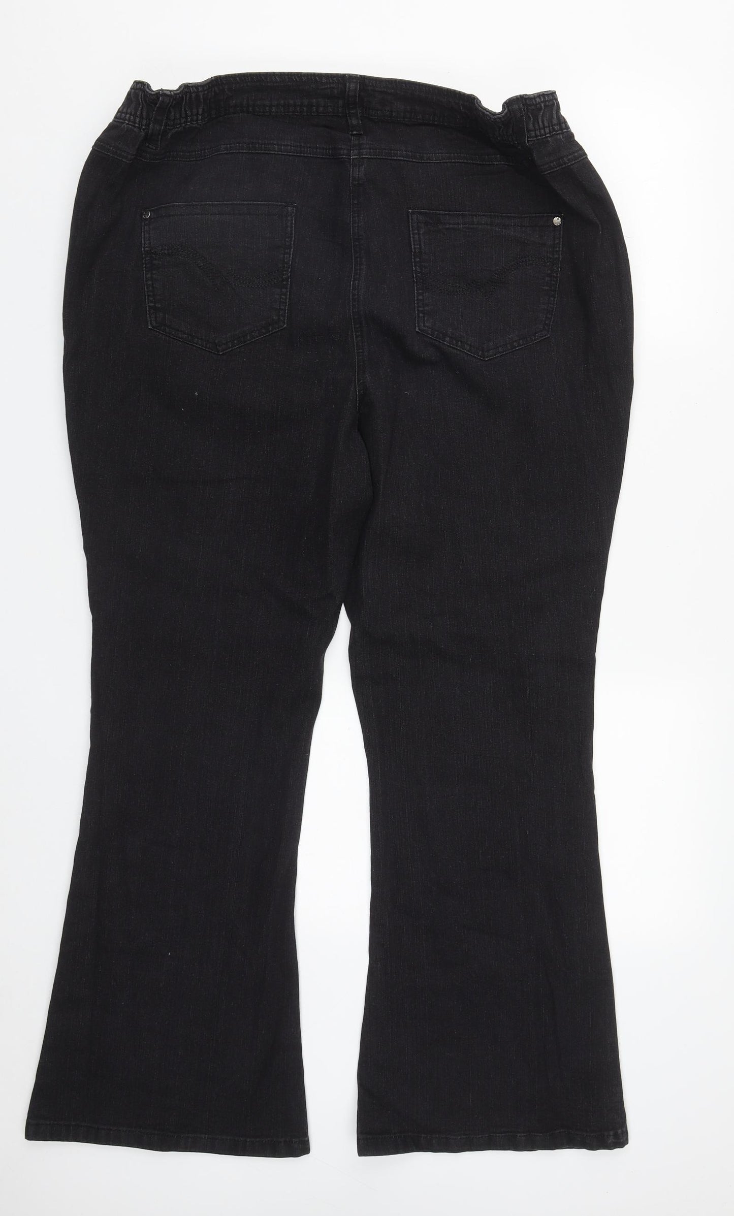 M&Co Womens Black  Cotton Bootcut Jeans Size 20 L29 in Regular Zip
