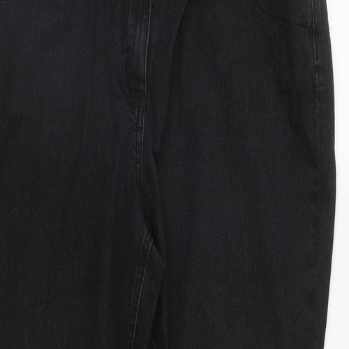 M&Co Womens Black  Cotton Bootcut Jeans Size 20 L29 in Regular Zip