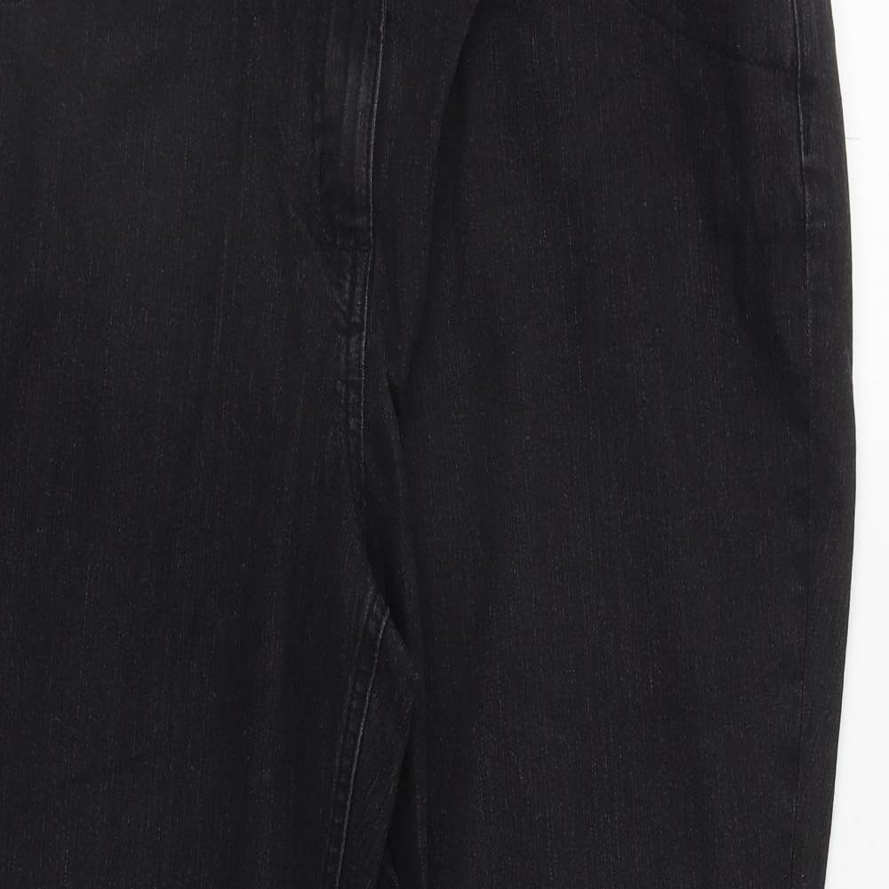 M&Co Womens Black  Cotton Bootcut Jeans Size 20 L29 in Regular Zip