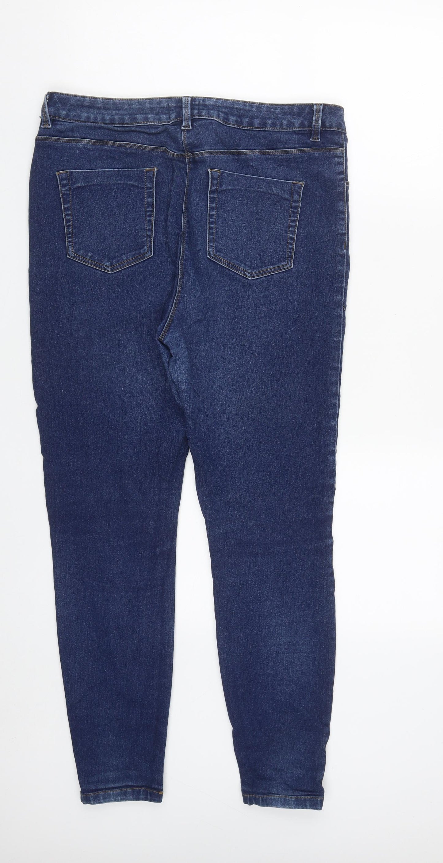 Matalan Womens Blue  Cotton Straight Jeans Size 16 L27 in Regular Zip