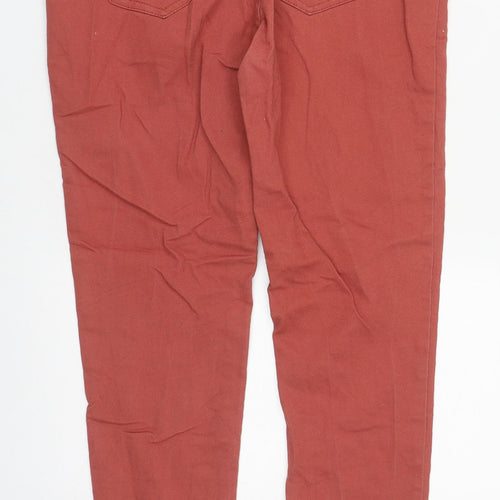 Denim & Co. Womens Orange  Cotton Straight Jeans Size 12 L26 in Regular Zip
