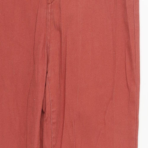 Denim & Co. Womens Orange  Cotton Straight Jeans Size 12 L26 in Regular Zip