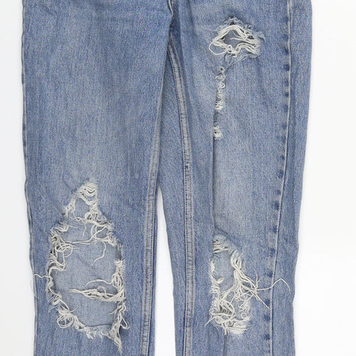 Topshop Womens Blue  Cotton Straight Jeans Size 28 in L29 in Regular Zip
