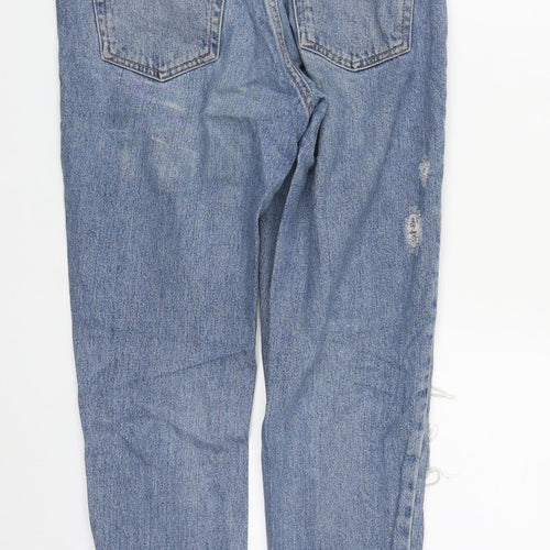 Topshop Womens Blue  Cotton Straight Jeans Size 28 in L29 in Regular Zip