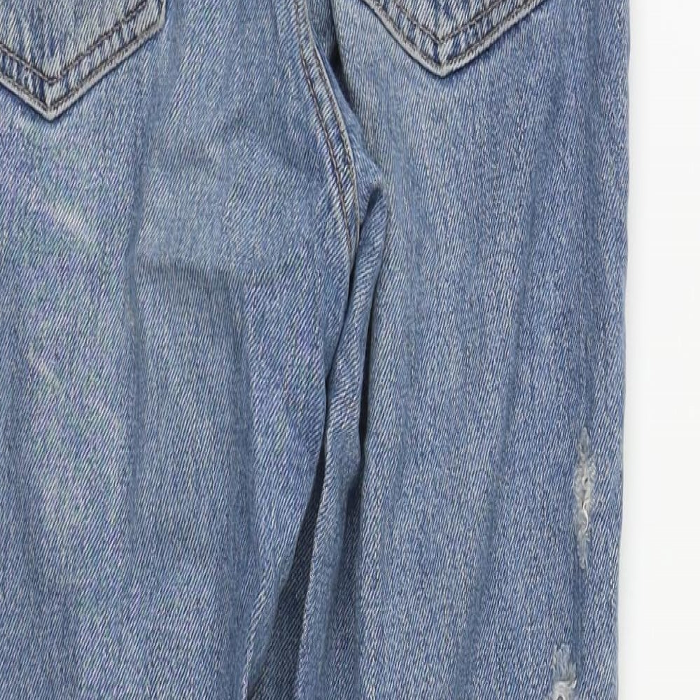 Topshop Womens Blue  Cotton Straight Jeans Size 28 in L29 in Regular Zip