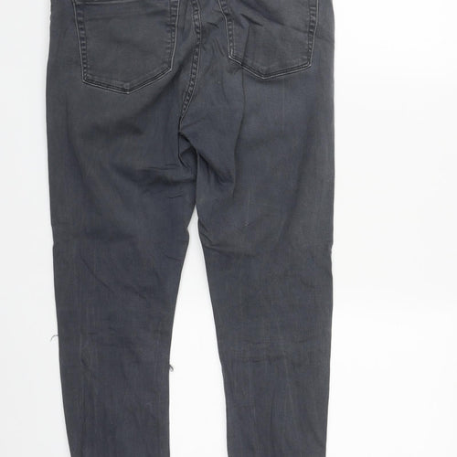 Denim & Co. Womens Grey  Cotton Skinny Jeans Size 14 L27 in Regular Zip