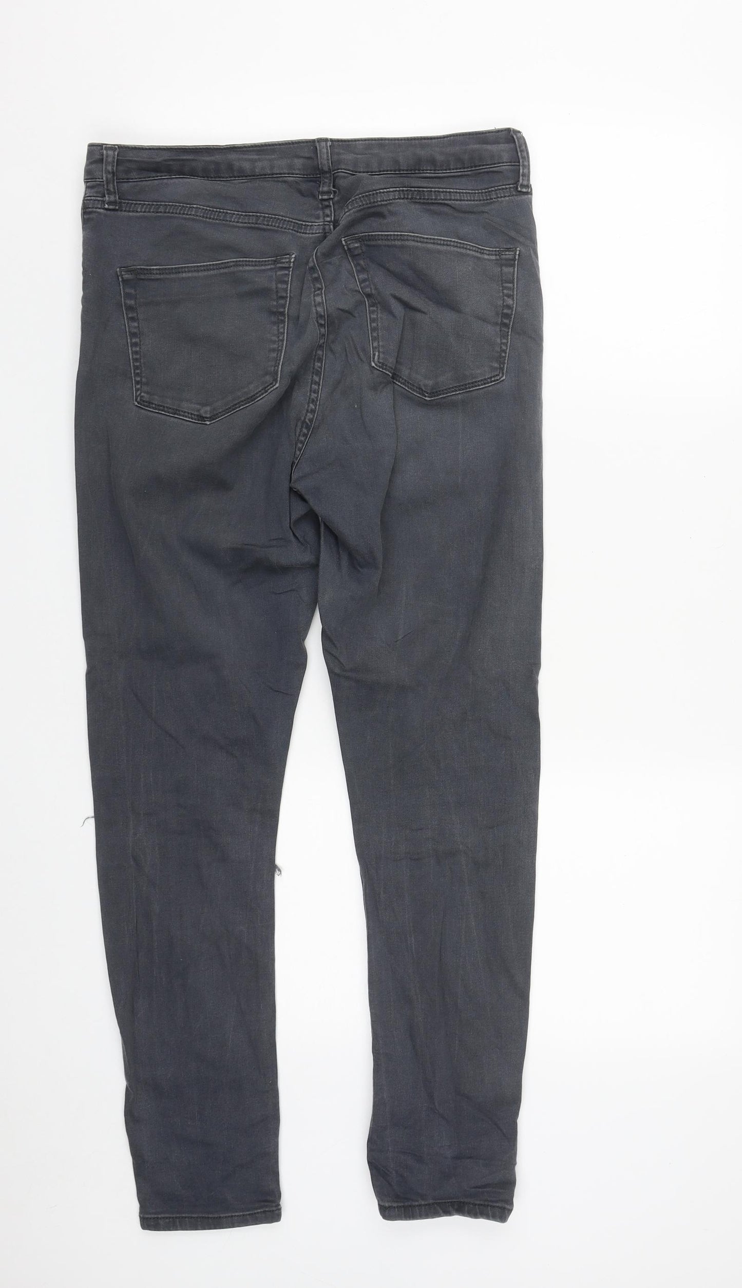 Denim & Co. Womens Grey  Cotton Skinny Jeans Size 14 L27 in Regular Zip