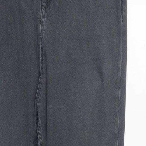 Denim & Co. Womens Grey  Cotton Skinny Jeans Size 14 L27 in Regular Zip
