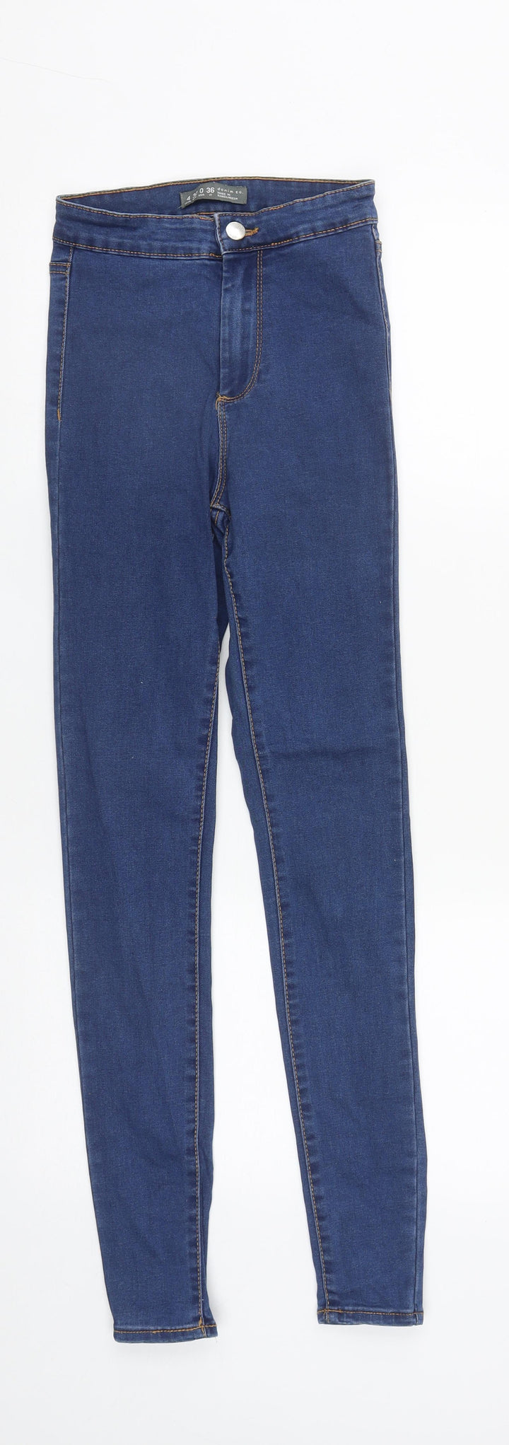 Denim & Co. Womens Blue Cotton Straight Jeans Size 4 L27 in Regular Zip