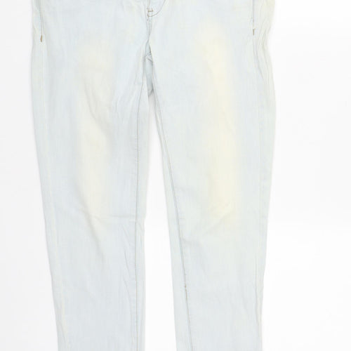 Mango Womens Blue  Cotton Straight Jeans Size 10 L30 in Regular Zip