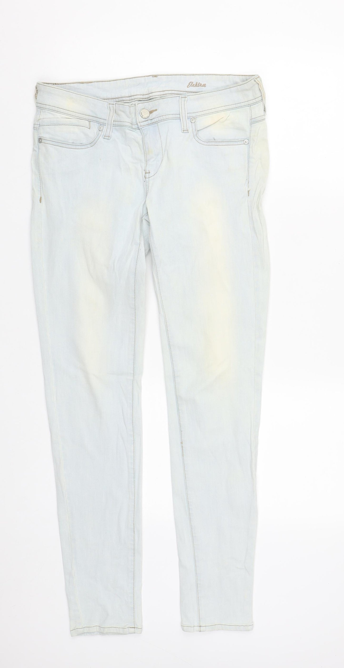 Mango Womens Blue  Cotton Straight Jeans Size 10 L30 in Regular Zip