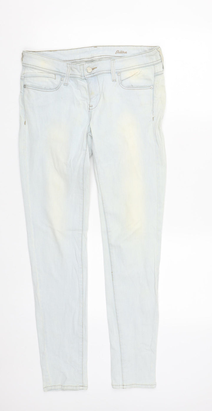 Mango Womens Blue  Cotton Straight Jeans Size 10 L30 in Regular Zip