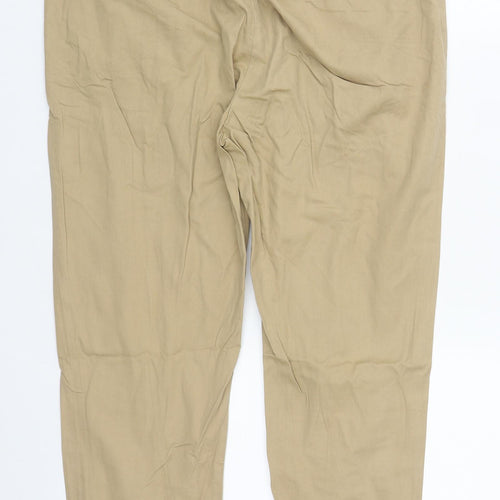 Zara Womens Beige  Cotton Trousers  Size M L26 in Regular Zip