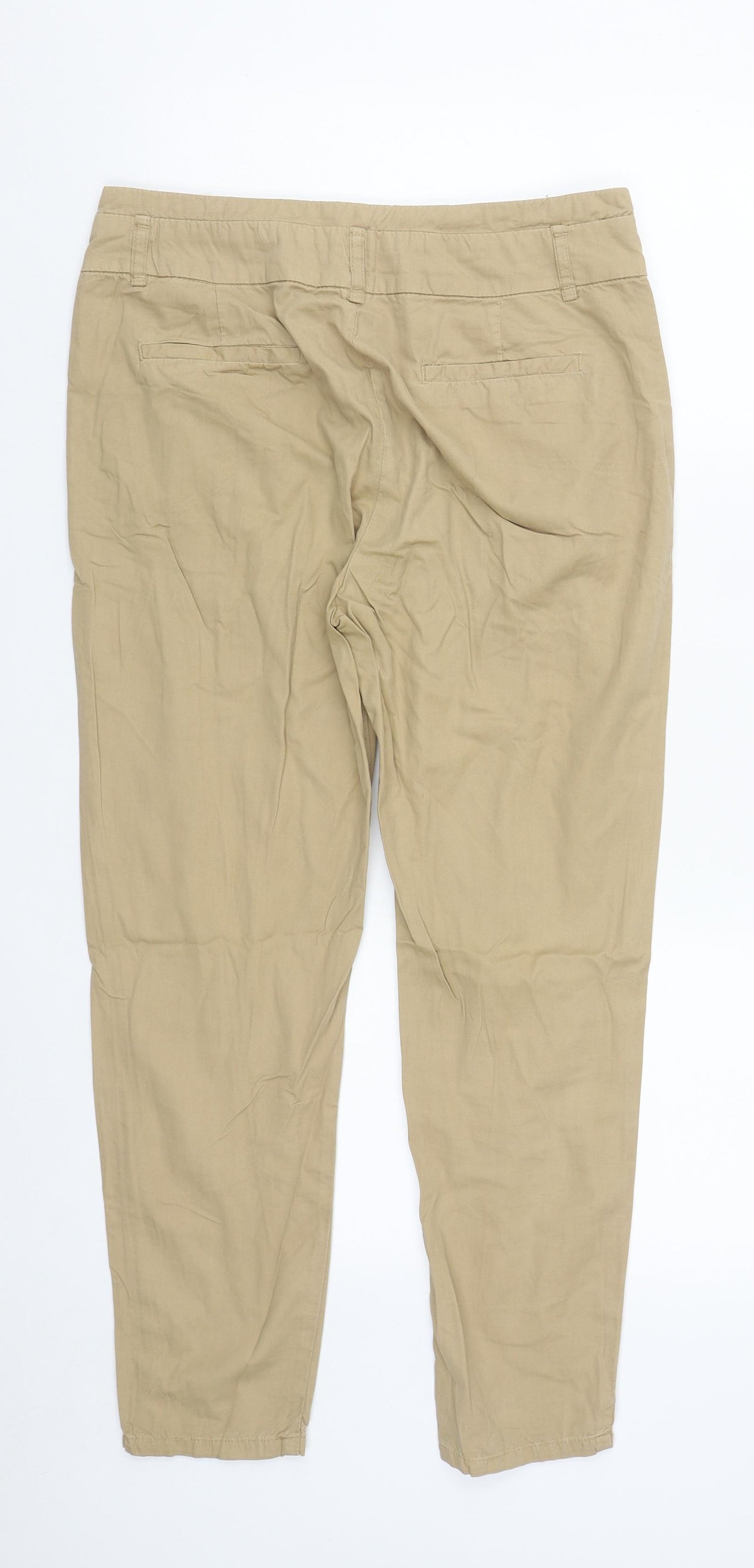 Zara Womens Beige  Cotton Trousers  Size M L26 in Regular Zip