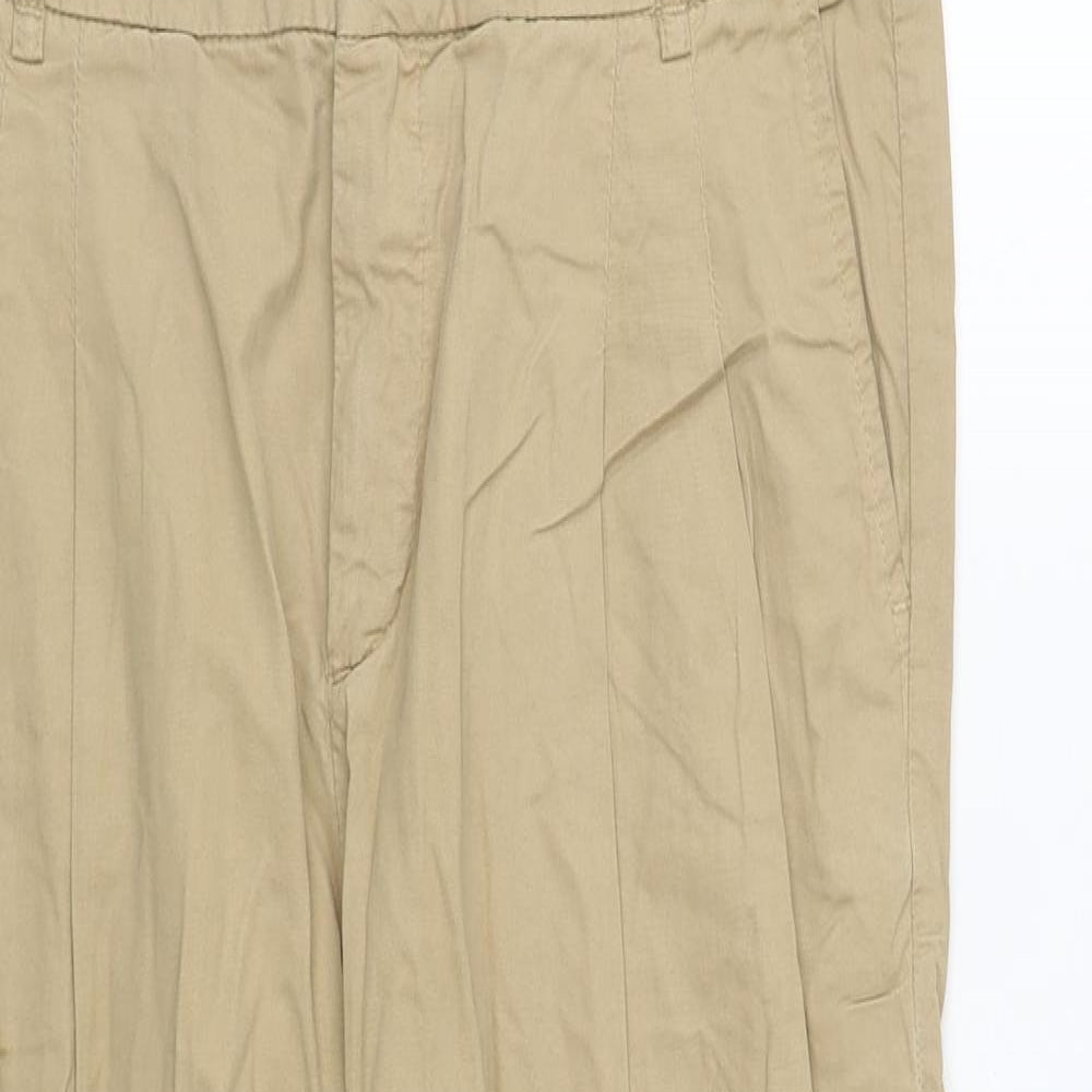 Zara Womens Beige  Cotton Trousers  Size M L26 in Regular Zip