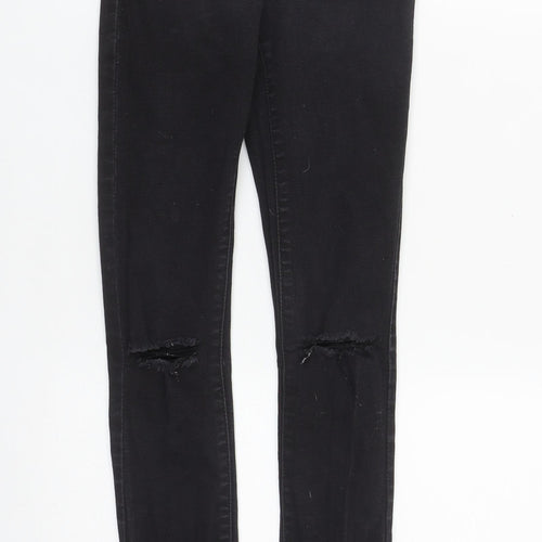 Denim & Co. Womens Black  Cotton Straight Jeans Size 4 L27 in Regular Zip
