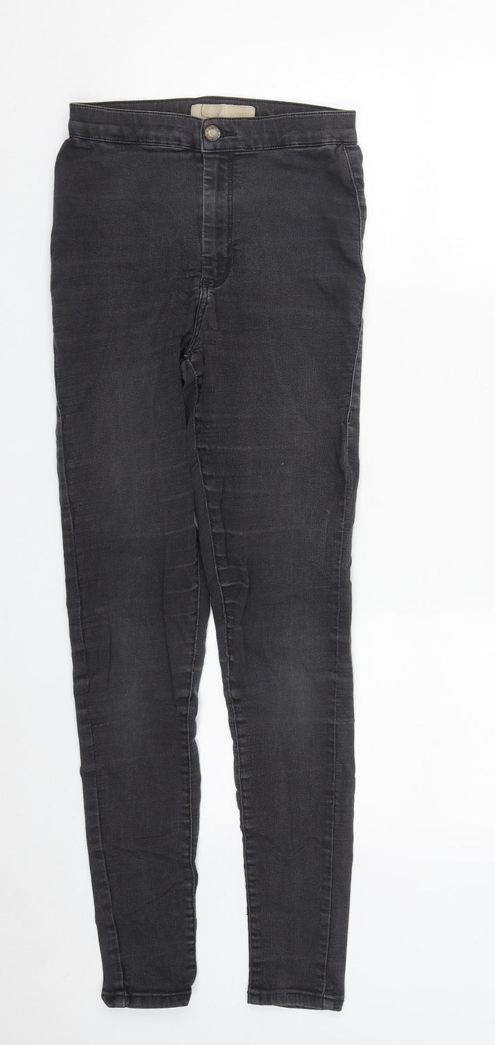 Topshop Womens Black Cotton Straight Jeans Size 28 in L27 in Regular Zip