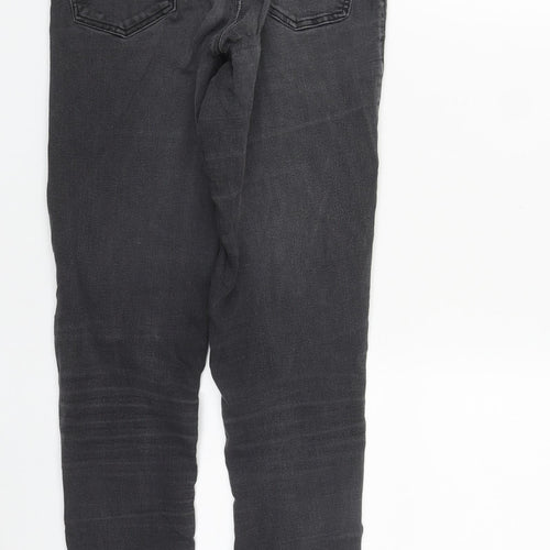 Topshop Womens Black  Cotton Straight Jeans Size 28 in L27 in Regular Zip
