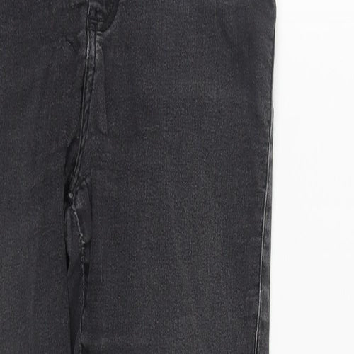 Topshop Womens Black  Cotton Straight Jeans Size 28 in L27 in Regular Zip