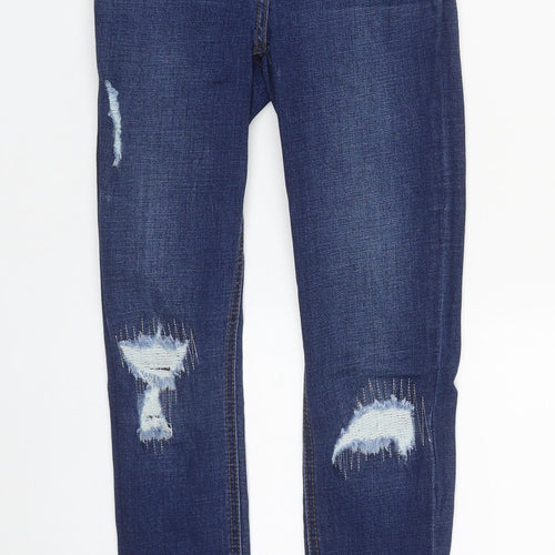 Matalan Womens Blue  Cotton Straight Jeans Size 8 L27 in Regular Zip