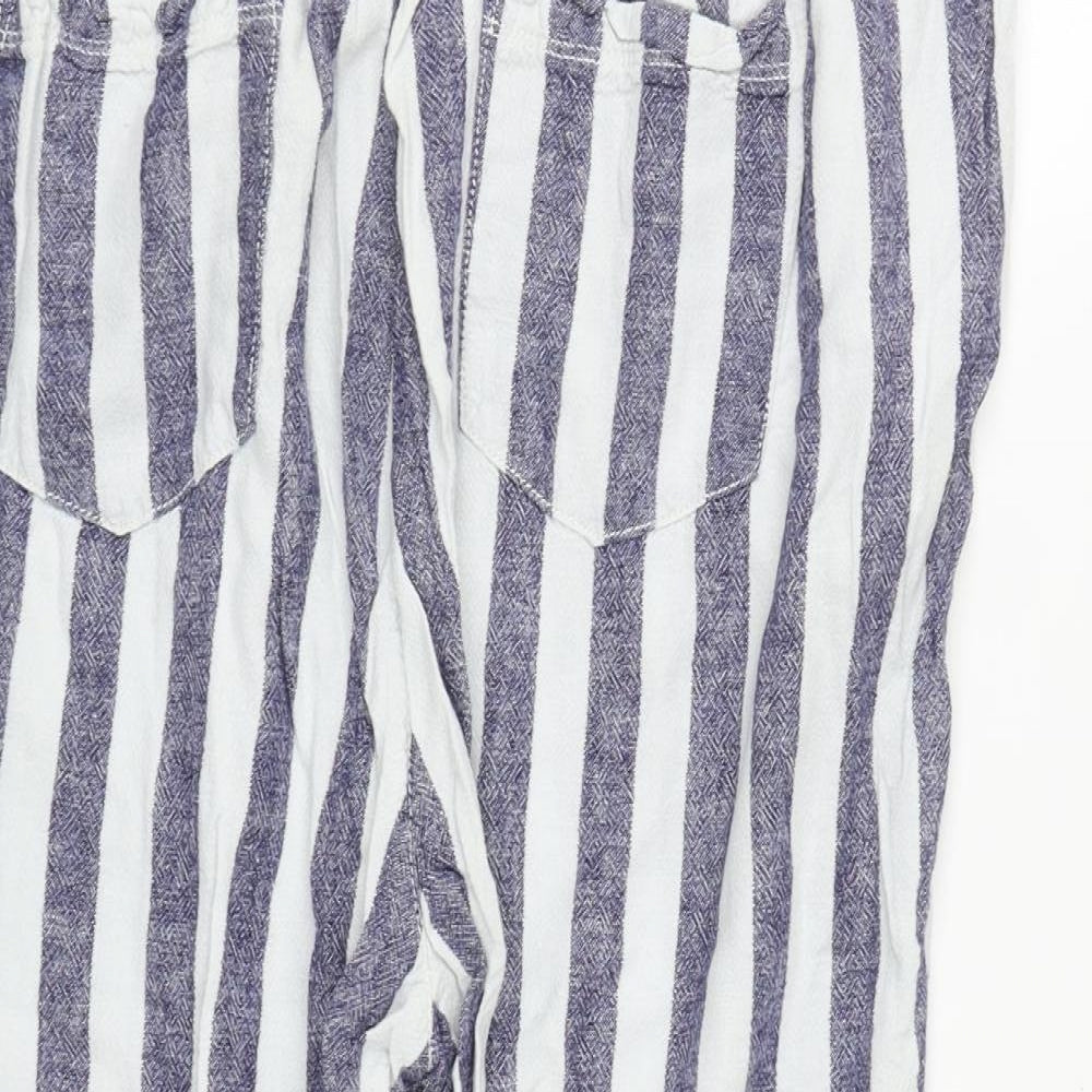 Bonmarché Womens Multicoloured Striped Linen Harem Trousers Size 18 L25 in Regular