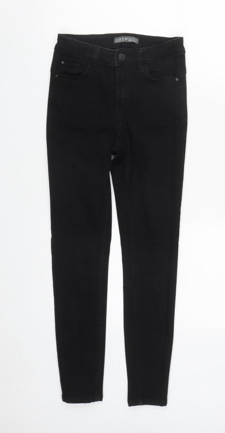 Denim & Co. Womens Black Cotton Straight Jeans Size 4 L25 in Regular Zip