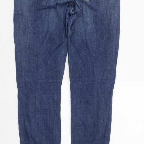 Marks and Spencer Womens Blue  Cotton Straight Jeans Size 10 L29 in Regular Zip